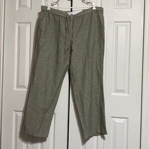 Liz Claiborne NWT linen cotton wide leg Olive Green pants slacks trousers XL